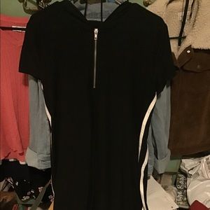 Black sports line detailing dress with hood